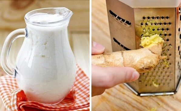 Facendo un cóctel con kefir e xenxibre relado